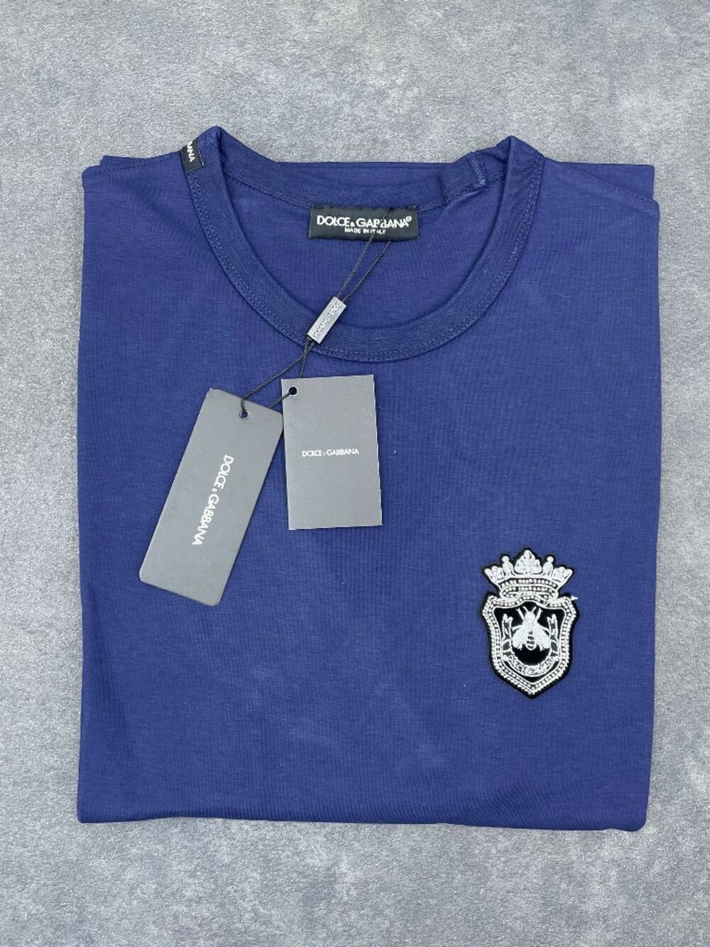 Dolce & Gabbana Men’s Blue Crest Logo T-Shirt- Size 48 (Medium)